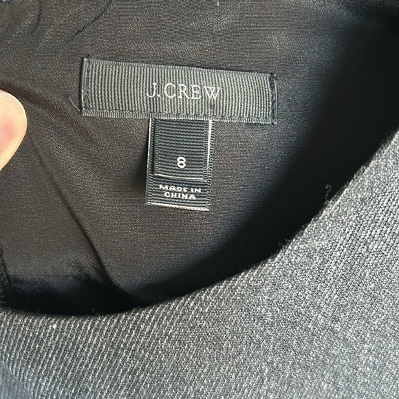 J Crew black label faux leather pocket wool blend shift dress charcoal gray zip - Picture 11 of 16